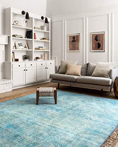 Loloi II Loren Collection LQ-08 Aqua, Traditional 7'-6" x 9'-6" Area Rug | Amazon (US)