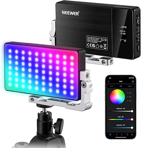 NEEWER RGB Video Light, 2500-10000K CRI97+ On Camera Selfie Light with App & 2.4G Control, 18 Lig... | Amazon (US)