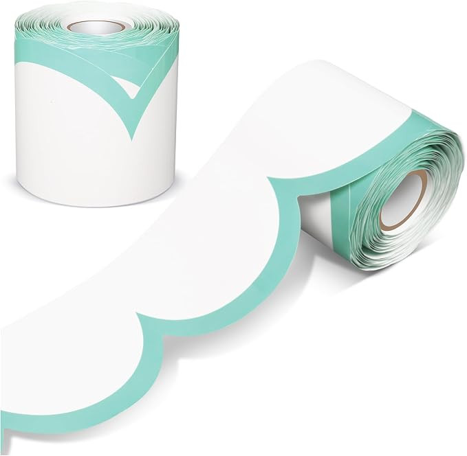 Fuutreo 65.6ft Teal and White Bulletin Board Borders Wave Line Scalloped Board Borders Classroom ... | Amazon (US)