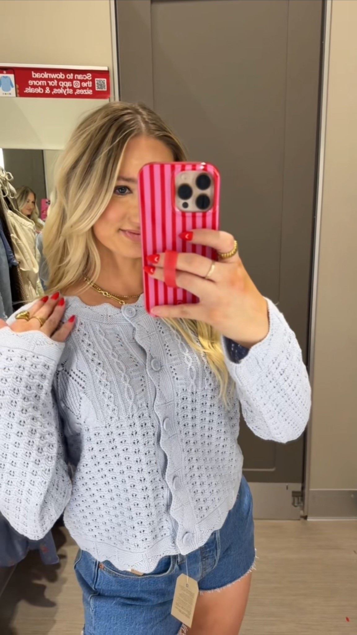 Target sweater // baby blue cardigan // button down sweater // scalloped edging 