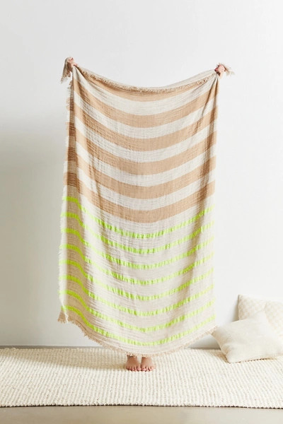 Super Crinkle Stripe Throw Blanket | Urban Outfitters (US and RoW)