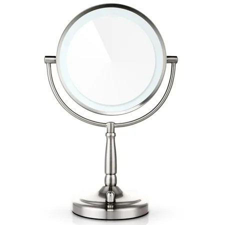 Miusco 8 Inch LED Makeup Mirrors, 7X Magnify Vanity Mirrors, 2 Sided Lighted Standing Face Mirror wi | Walmart (US)