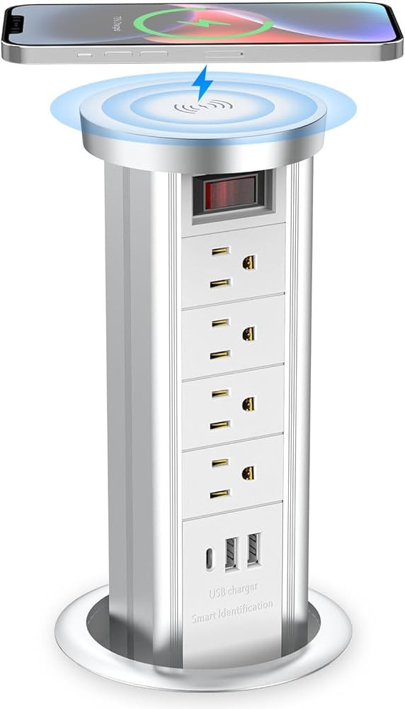 BTU Pop Up Outlet for Countertop, Receptacle Power Strip with USB C & 4 AC Outlet, Pull Popup Out... | Amazon (US)