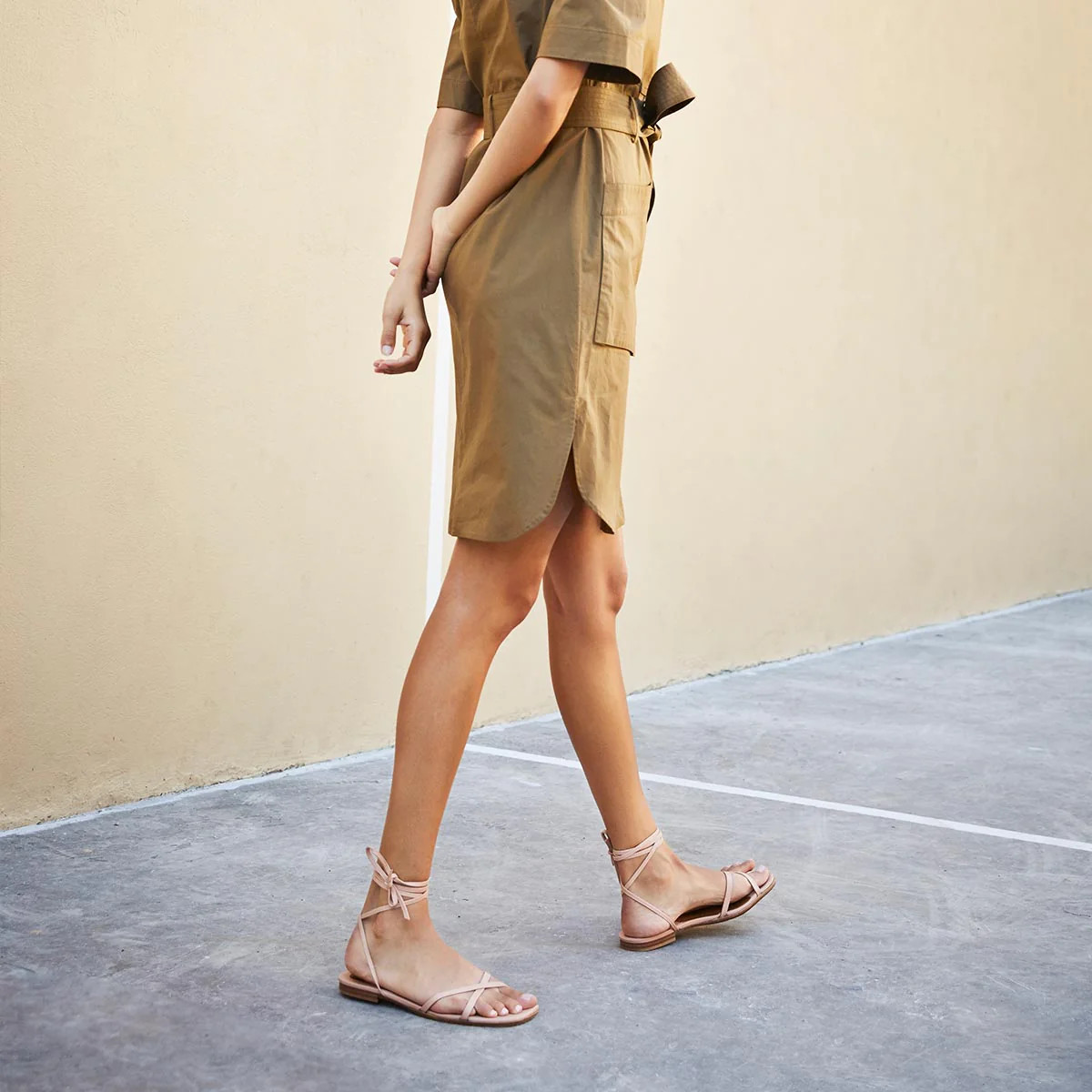 The Wrap Sandal - Rose Nappa | Margaux
