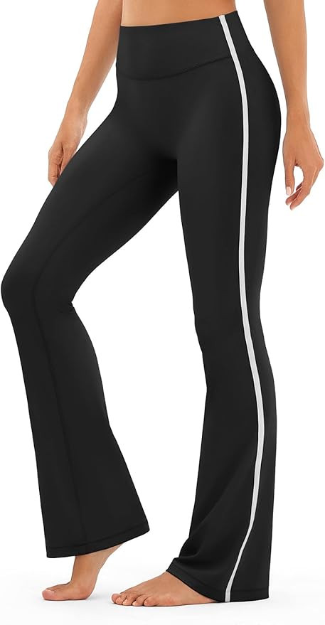 Flare Workout Leggings for Women Side Stripes - High Waisted Seamless Track Pants 31" for Yoga Gy... | Amazon (US)