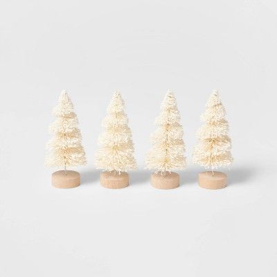 4pk Glitter Bottle Brush Christmas Tree Set Natural - Wondershop&#8482; | Target