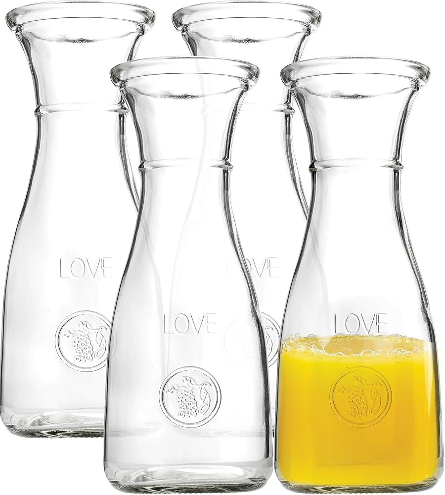 750 ml Carafe Pitcher Glass - 4 Pack - The LOVE Drink, Juice, Glass Water Pitcher & Water Carafe ... | Amazon (US)