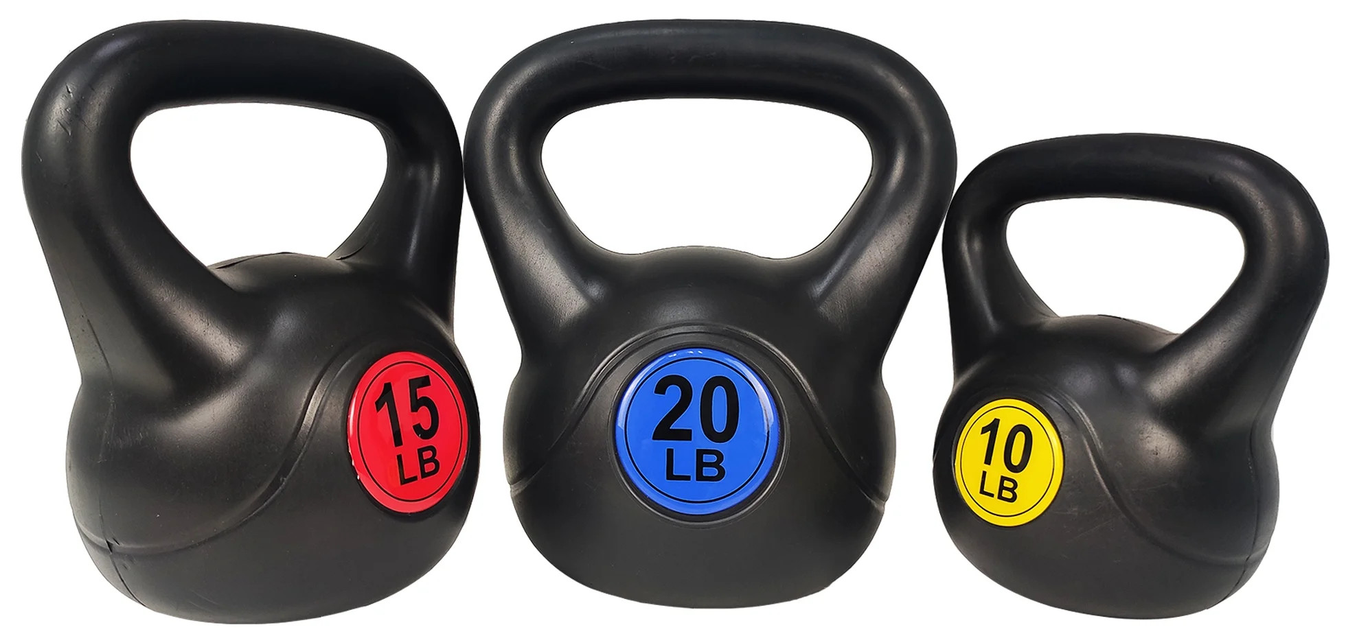 BalanceFrom Wide Grip Kettlebell Exercise Fitness Weight Set, 3-Pieces: 10lb, 15lb and 20lb Kettl... | Walmart (US)