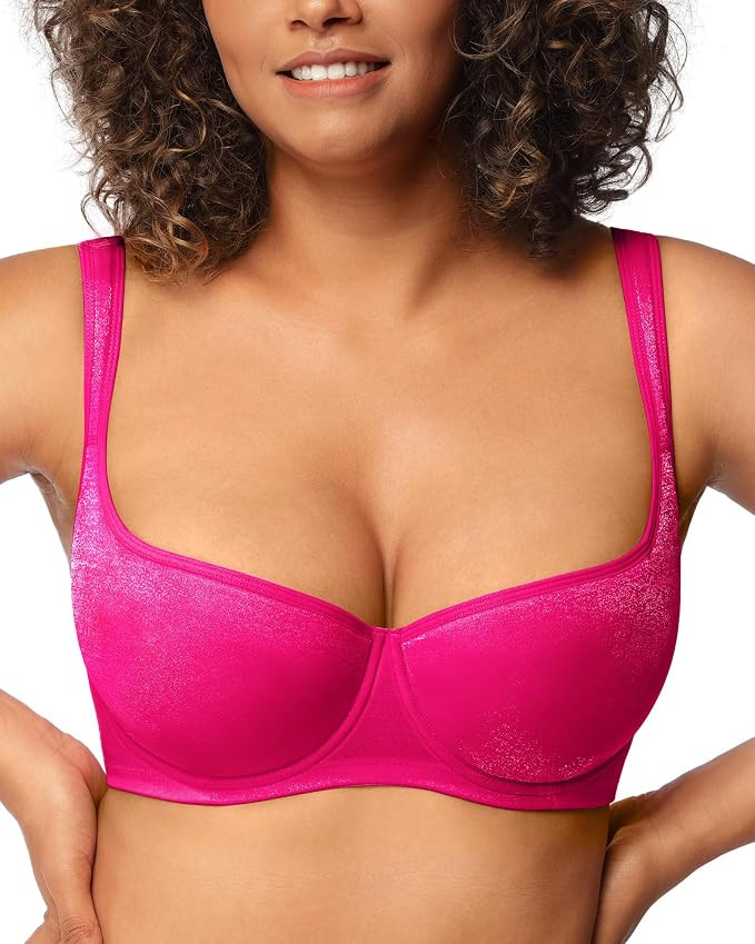 HSIA Balconette Bra Push Up Lightly Lined Plus Size Scoop Neck Tshirt Bra | 2mm Padded Cup to Lif... | Amazon (US)