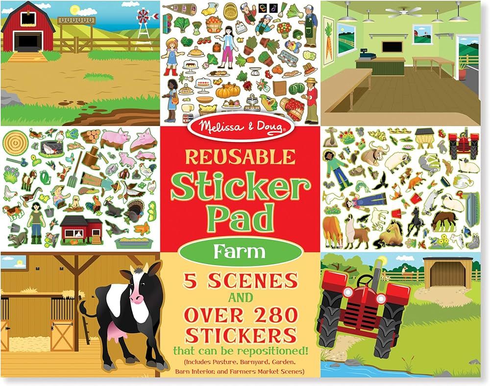Melissa & Doug Reusable Sticker Pad: Farm - 280+ Stickers, 5 Scenes | Amazon (US)