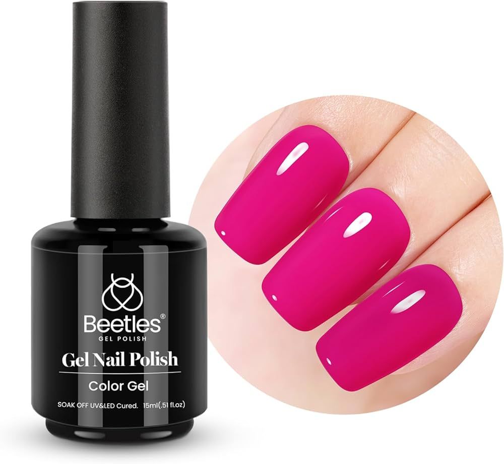 Beetles Gel Nail Polish Electric Pink Color Hot Pink Nails Soak Off UV LED Nail Lamp Gel Polish G... | Amazon (US)