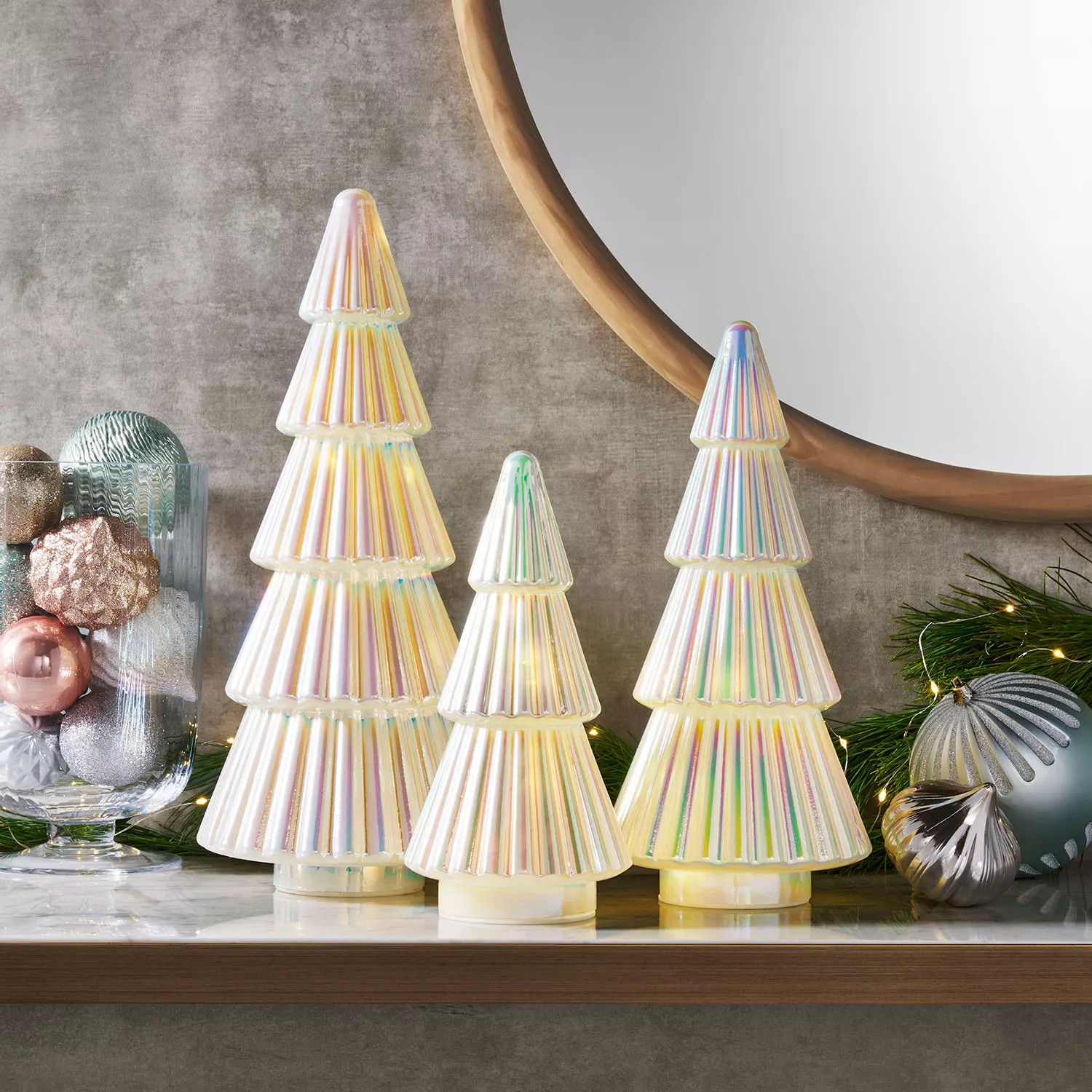 Member's Mark Pre-Lit Iridescent Glass Trees, Set of 3 | Sam's Club