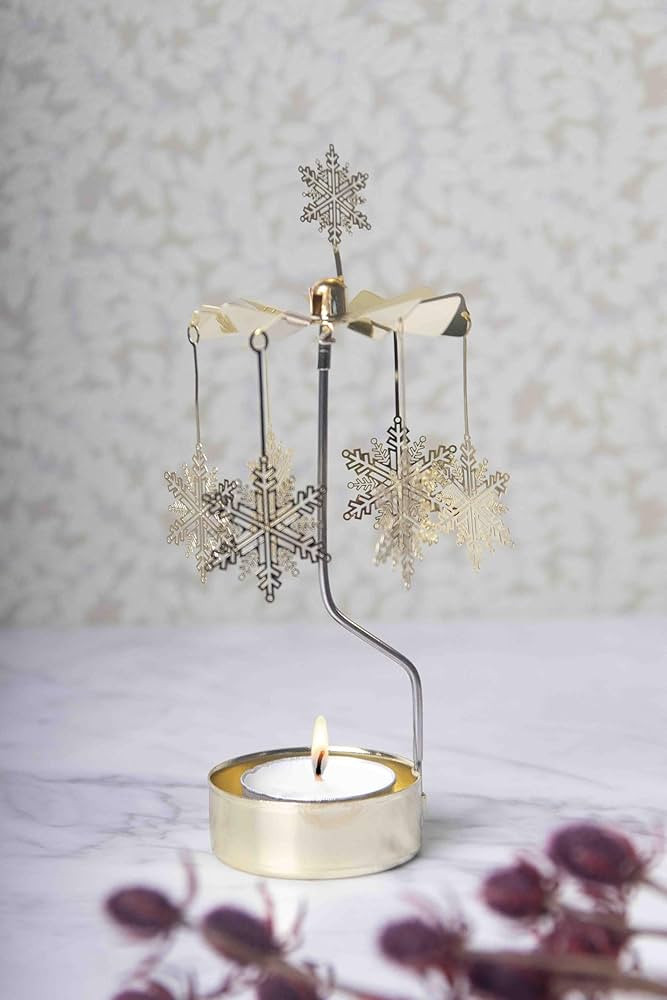 Teelichthalter – Drehlicht – Rotierendes Teelicht – Schneestern – Goldfarben – Pluto Pr... | Amazon (DE)