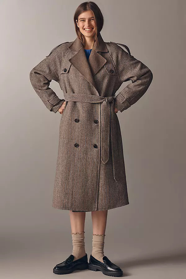 Henry Plaid Wool Blend Trench Coat Jacket | Anthropologie (US)