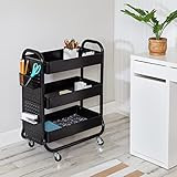 Honey-Can-Do Black Rolling Craft Cart with Wheels, Pegboard, Shelf, and Metal Basket | Amazon (US)