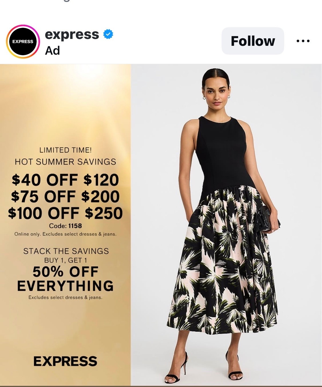 I was just casually scrolling Instagram… and somehow ended up shopping the huge sale at Express 😭🛍️✨

They’re currently offering:
✨ 50% OFF everything
✨ PLUS extra savings with code 1158 💸

I found SO many cute Summer dresses — some perfect for glamorous nights out ✨🍸 and others that feel fun, effortless, and perfect for brunches, vacations, family gatherings, or daytime plans with friends ☀️💕

I already bought a few dresses today for less than $50 each 👀✨ and honestly… I had to stop myself because I literally have no more space in my closet 😂

I added links for:
🛍️ The dresses I bought today
💖 The ones still sitting in my cart tempting me
☀️ Some of my favorite Summer finds from the sale

If you’ve been wanting to refresh your wardrobe without spending a fortune, this sale is dangerously good 😭✨

#Express #ExpressStyle #SummerDresses #SummerFashion #SaleAlert #LTKStyle #AffordableFashion #VacationStyle #DateNightOutfit #SummerOutfits

#LTKTravel #LTKSaleAlert #LTKWorkwear
