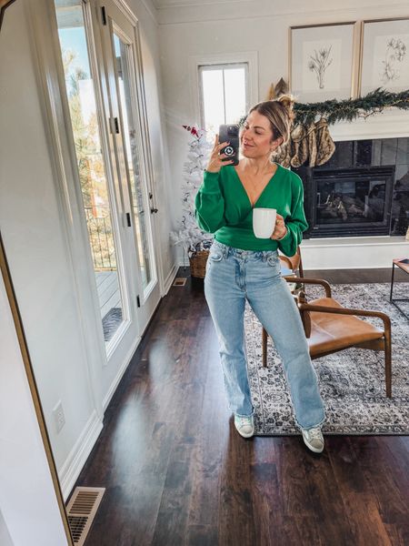 Casual mom for. My favorite jeans are flare and crop top for a fall fun look. Love this free people green knit, hair clip and  sneakers to complete my look 
M in top
28 short in jeans 


Casual mom. Flare jeans styling. Size 8 fashion. Size 8. Jeans thick thighs. Crop green knit shirt. Mom fashion 

#LTKstyletip #LTKfindsunder50 #LTKshoecrush