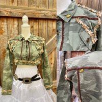 Women's Vintage Cropped Embellished Camouflage Jacket By Bongo Size S | Etsy (US)