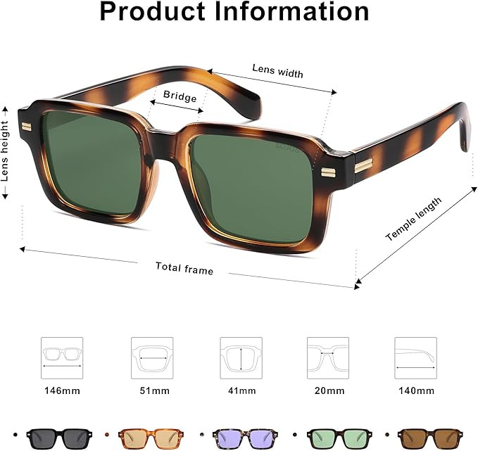 SOJOS Retro Square Polarized Sunglasses for Women Men, 70s 80s Classic Vintage Rectangle Shades S... | Amazon (US)