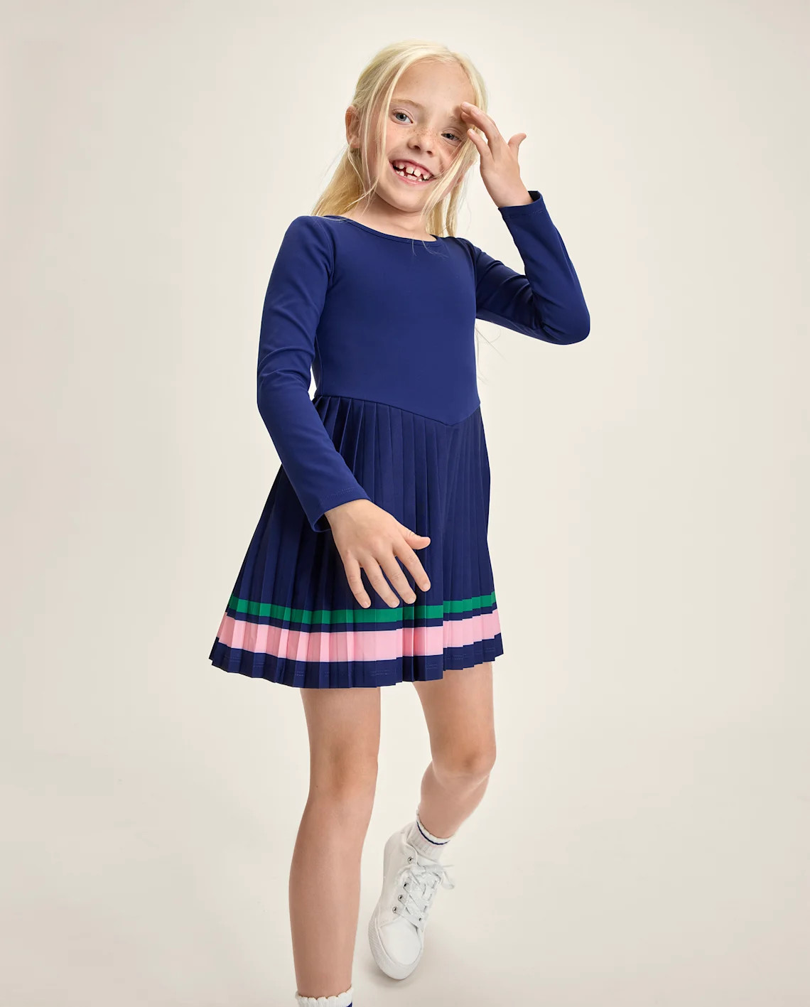 Girls Long Sleeve Quick Dry Cross Back Pleated Active Dress - Club House - BLUE | Gymboree | Gymboree
