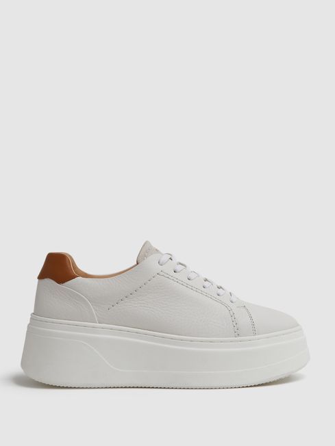 Reiss White Connie Chunky Leather Trainers | Reiss UK