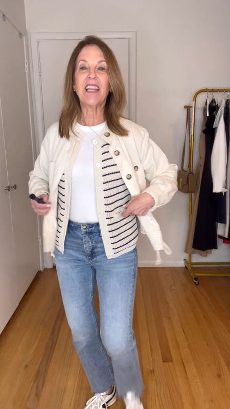 I babysit my granddaughter every week. 

This is the outfit I wore today.  

All the items in this outfit can be mixed and matched with other items in your wardrobe. 

Casual outfit, jeans, sneakers, cropped jacket 

#LTKstyletip #LTKSeasonal #LTKover40