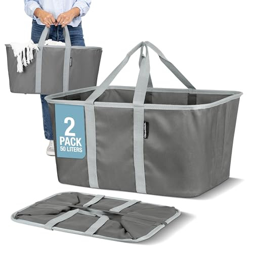 CleverMade Collapsible Laundry Baskets, 50L Tote 2 Pack, Charcoal | Amazon (US)
