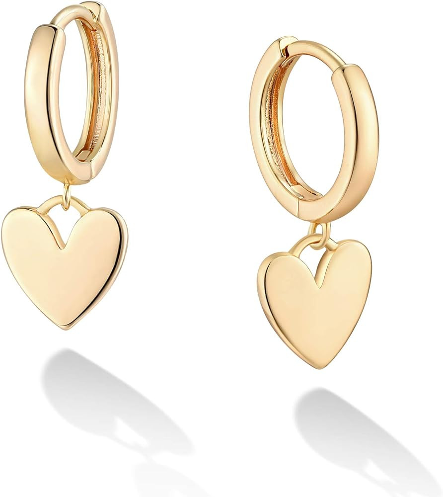 Gold Dainty Dangle Hoop Earrings for Women Small Huggie Hoop with Cubic Zirconia Cute Star Heart ... | Amazon (US)