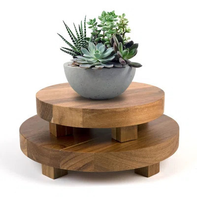 Wood Riser 2Pcs 7-9 Inch Wood Pedestal Stand Round,Wood Risers For Decor Farmhouse,Natural Acacia Wood Stand For Display Wooden Risers For Kitchen/Bat | Wayfair North America