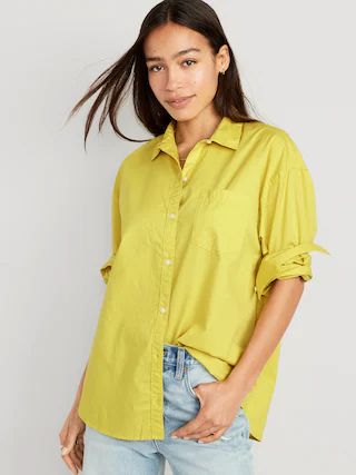 Oversized Poplin Boyfriend Shirt for Women | Old Navy (US)