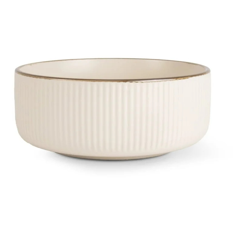 Thyme & Table Aden Ceramic Bowl Cream with Bronze Rim | Walmart (US)