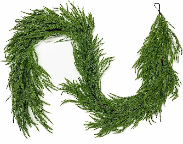 Christmas Garland Norfolk Pine Garland Real Touch Artificial Greenery Garland for Mantle Fireplac... | Amazon (US)