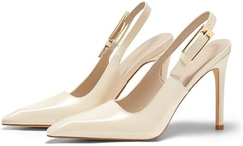 Coutgo Women's Slingback High Heels Pointed Toe Stilettos Metal Buckle Dress Party Pump Shoes | Amazon (US)