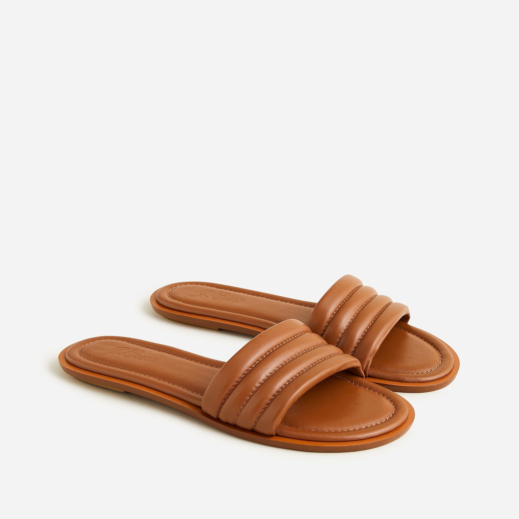 Sorrento padded slides in leather | J.Crew US