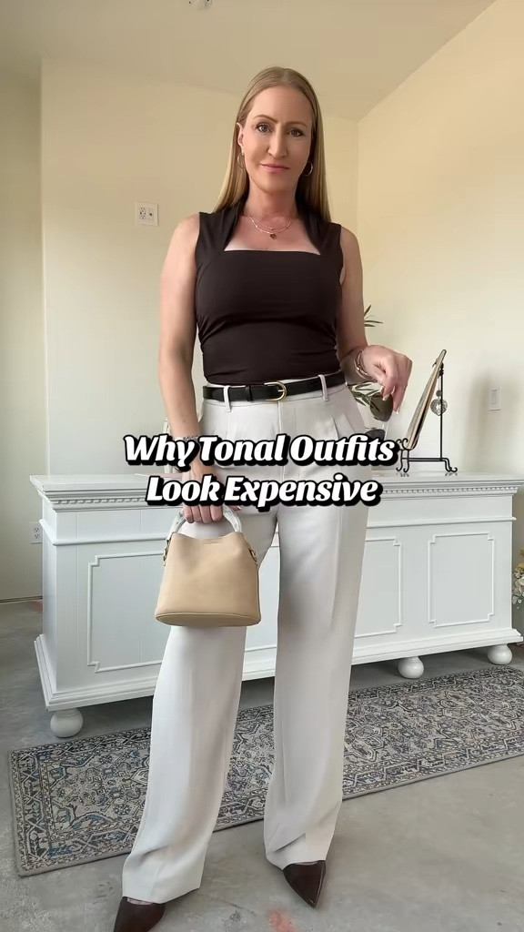 Tonal dressing is one of the easiest ways to make an outfit feel instantly more polished ✨ Soft neutrals, rich chocolate accents, and tailored silhouettes create that effortless expensive-looking effect without overstyling. Loving this mix of cream wide-leg trousers, structured accessories, and sleek contrast details 🤎

#LTKStyle #NeutralOutfits #QuietLuxuryStyle #StyleOver40 #ElevatedBasics

#LTKgrwm #LTKOver40 #LTKWorkwear