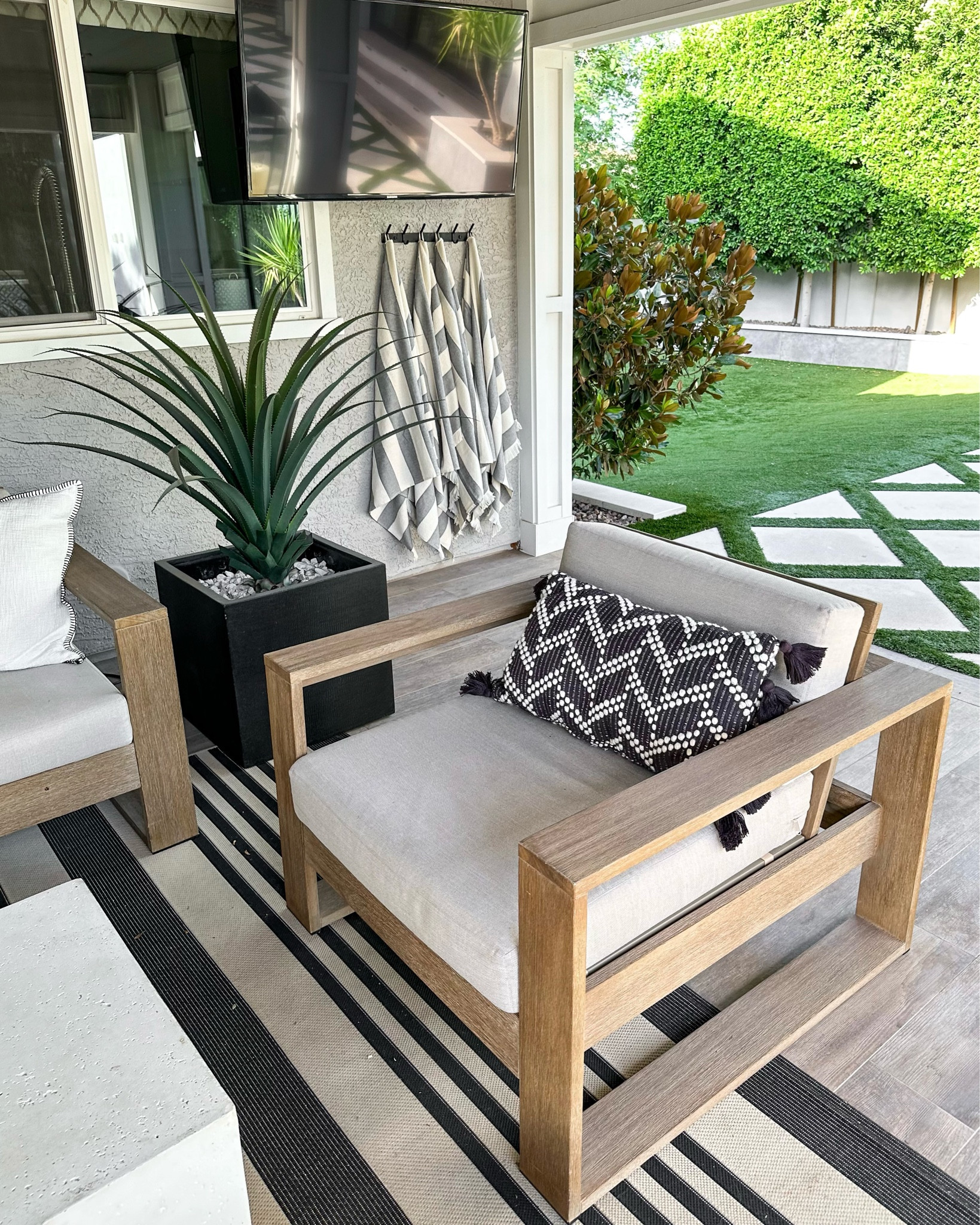 Dry and display your pool towels with this easy solution. I have this rack on both sides of my patio and it keeps everything nice and tidy! Linking these fabulous pool towels( I like to have one pattern only) and my outdoor patio furniture. 
Backyard pool design tips 
Follow liveloveblank for more 



#LTKHome #LTKSeasonal #LTKStyleTip