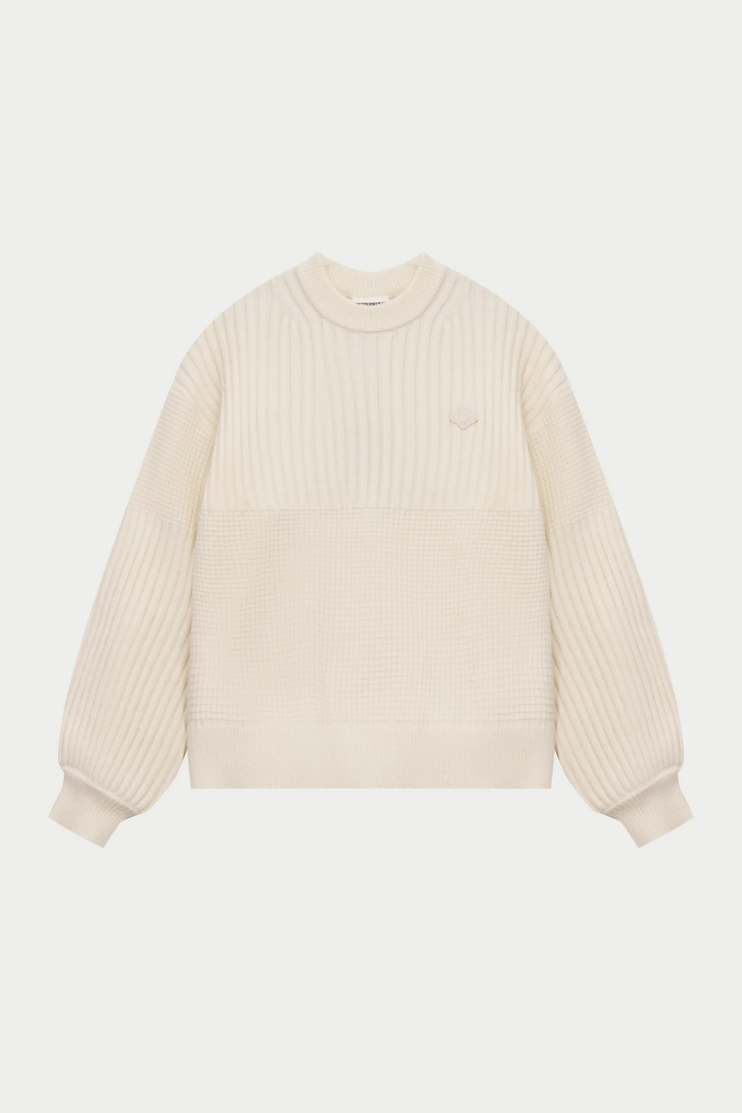 CONTRAST KNIT OVERSIZED CREW - ECRU | The Couture Club