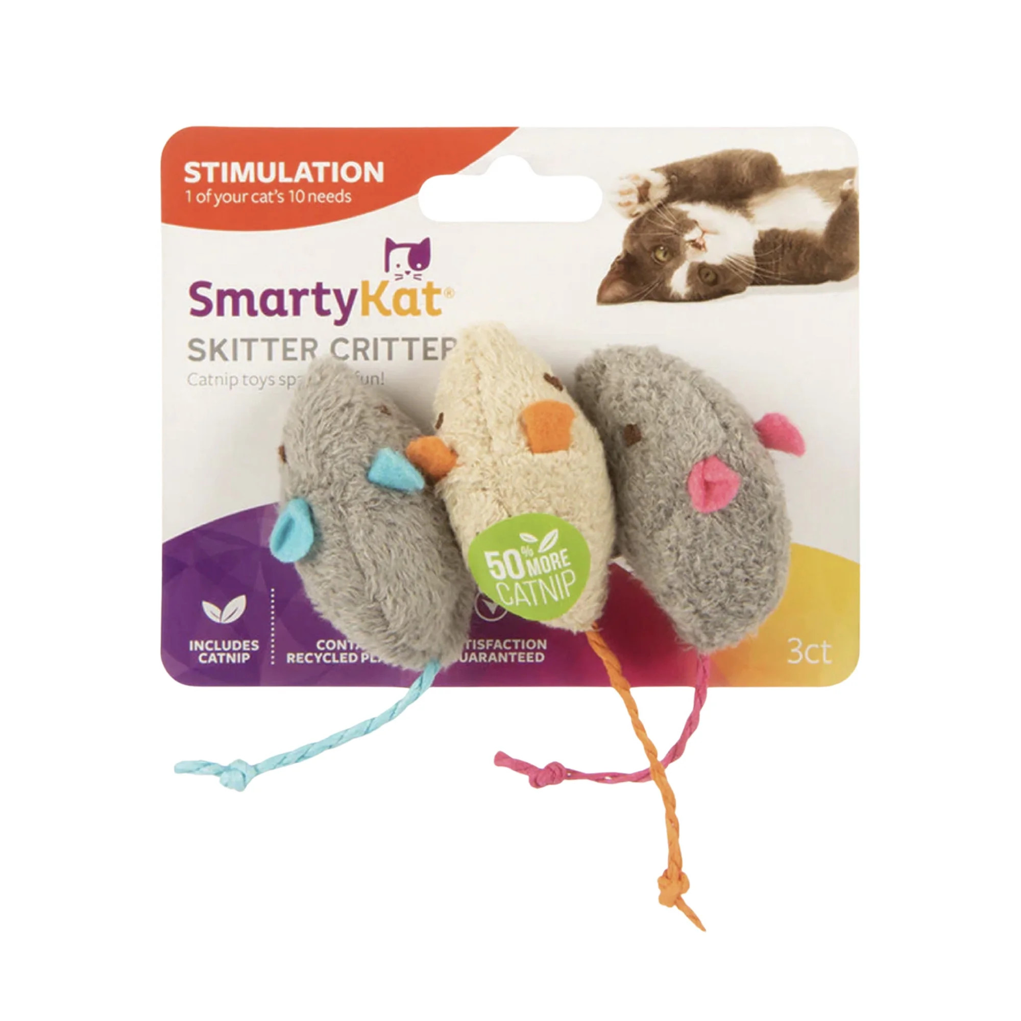 SmartyKat Skitter Critters Mice Catnip Cat Toys, 3 Count - Walmart.com | Walmart (US)