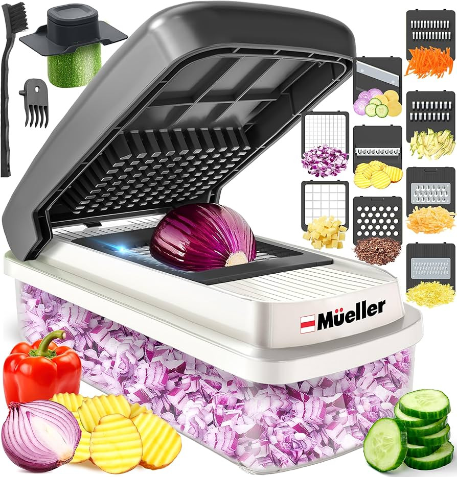 Mueller Vegetable Chopper 9 Blade, Mandoline Slicer, Veggie Chopper, Cheese Grater, Onion Chopper... | Amazon (US)