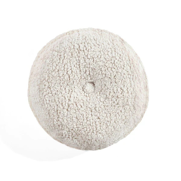 Button Soft Sherpa Round Decorative Pillow | Lush Decor