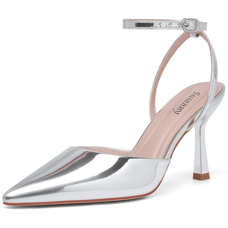 Susanny Heels for Women Stiletto Closed Pointed Toe Backless Dress Shoes High Heels Sexy Kitten P... | Amazon (US)