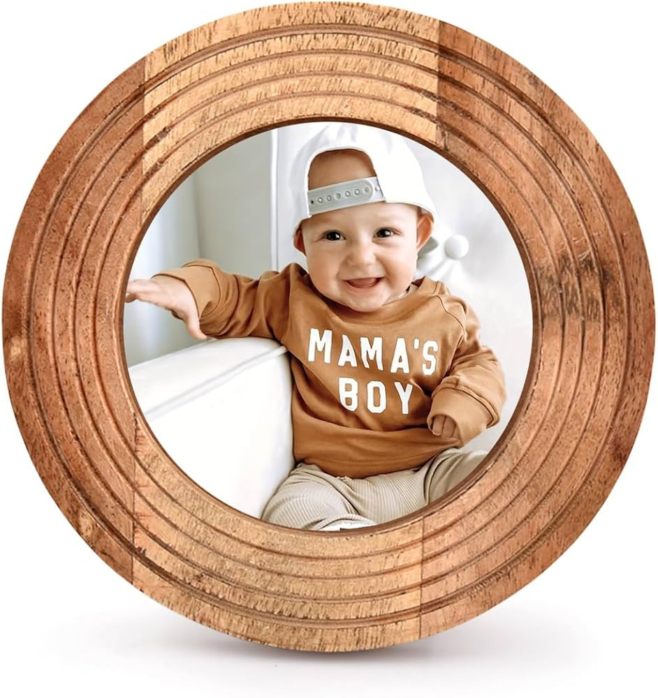 Samhita Round Photo Frame Wooden Stylish Picture Frame Home Décor for Tabletop Display, Photo Di... | Amazon (US)