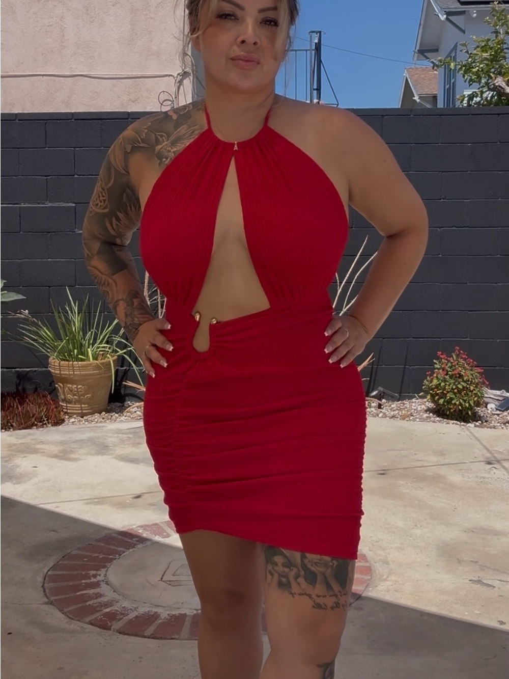 Red Halter Cutout Bodycon Dress - Women | Poshmark
