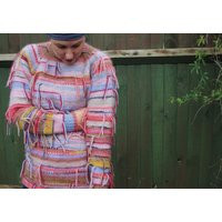 Handmade Knitted Bright & Colourful Pink Striped Polyester Yarn Jumper | Etsy (US)