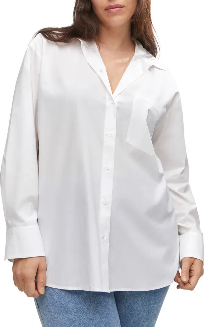 MANGO Oversize Cotton Button-Up Shirt | Nordstrom | Nordstrom
