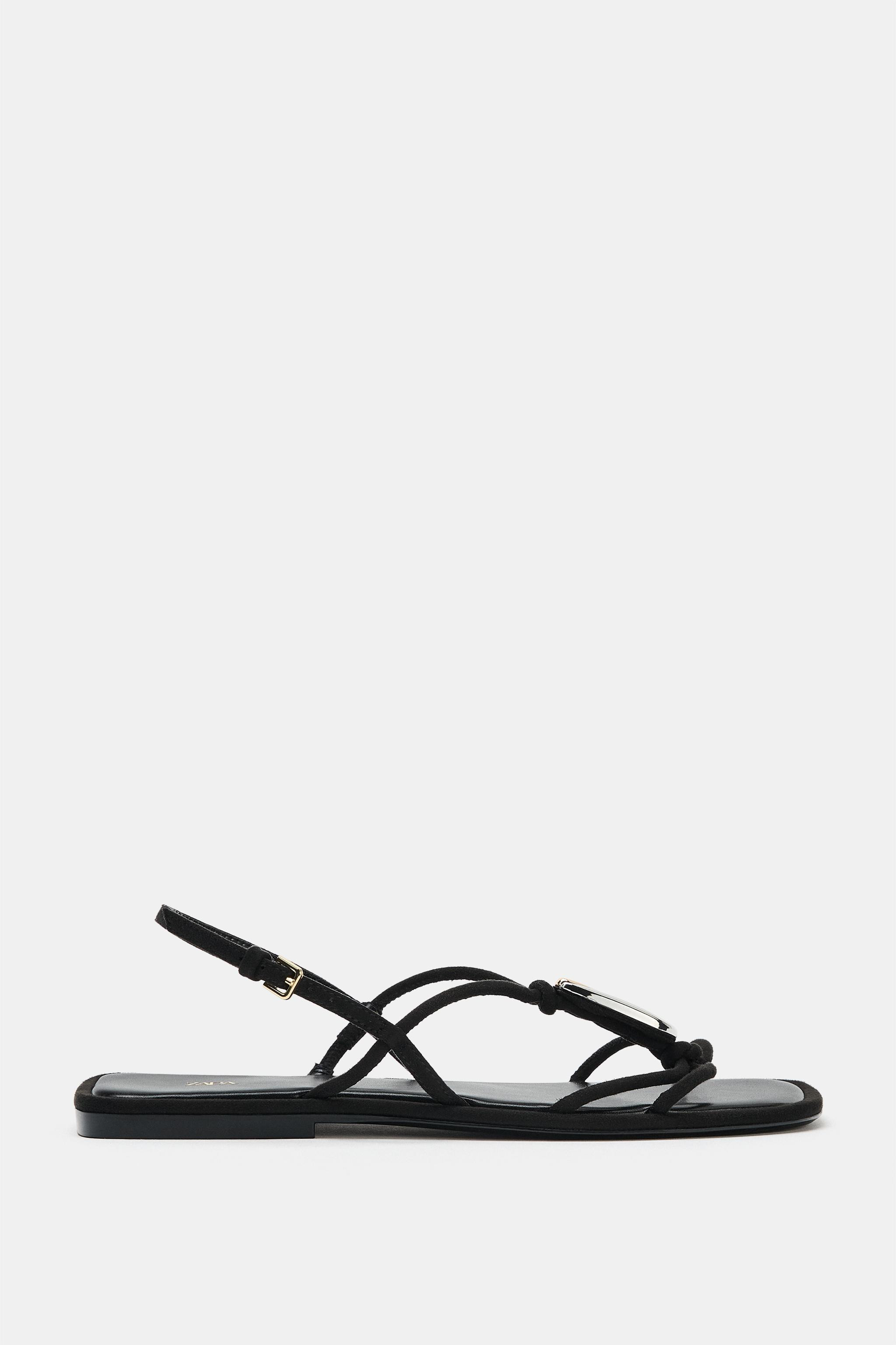 FLAT SANDALS WITH METALLIC APPLIQUÉ | Zara US
