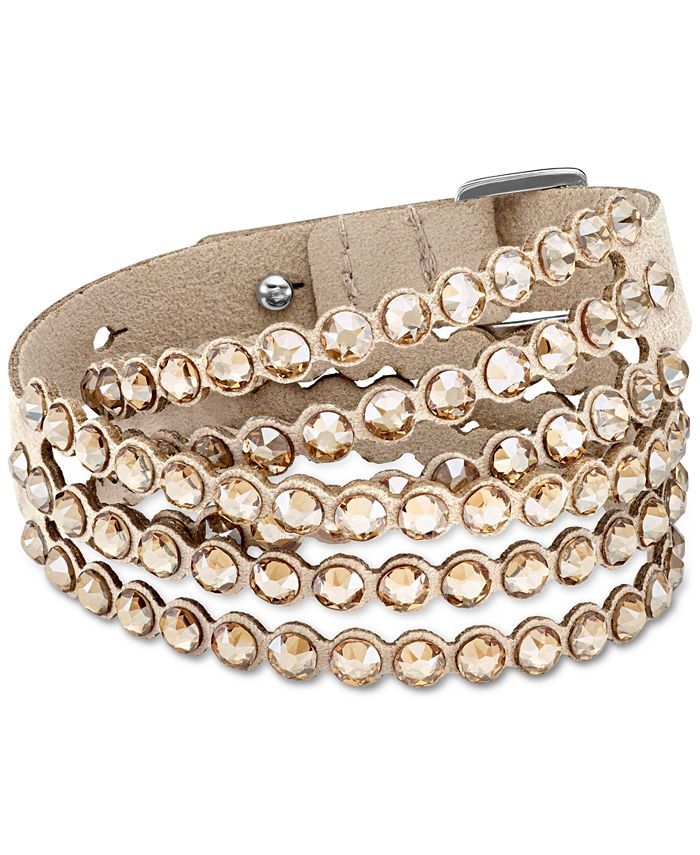 Swarovski Silver-Tone Crystal & Fabric Wrap Bracelet & Reviews - Bracelets - Jewelry & Watches - ... | Macys (US)