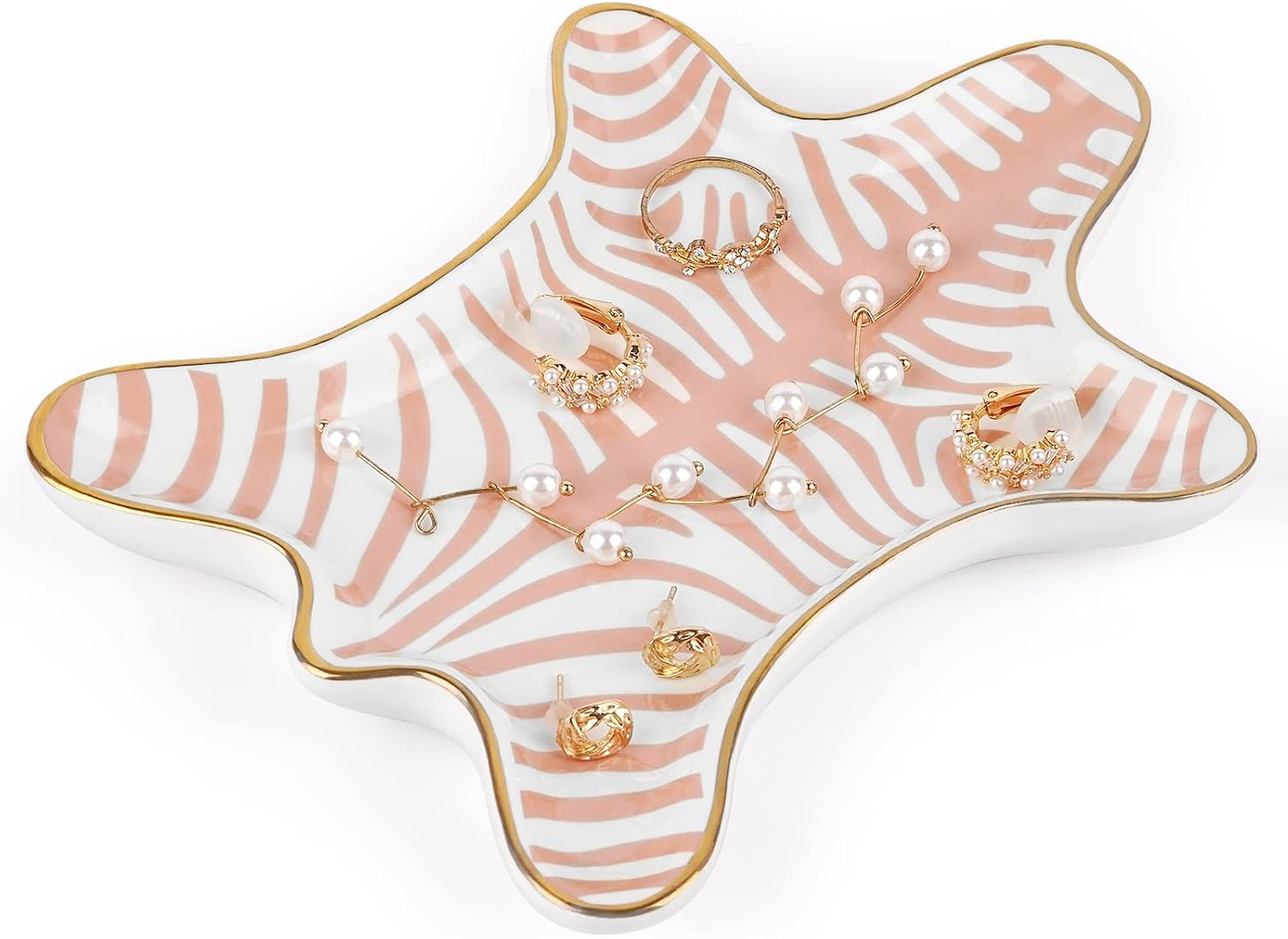 Trycooling Hand Painted Tiger Skin Ceramic Jewelry Dish, Pink | Amazon (US)