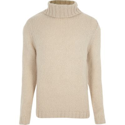 Stone long sleeve roll neck sweater | River Island (US)