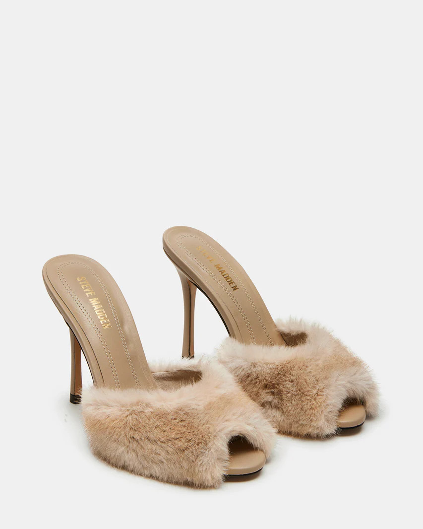 PRIYA Faux Fur Tan Mule | Women's Heels | Steve Madden (US)